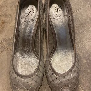 Silver, about two inches, sparkle, wore once